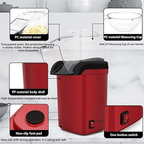 1200W Hot Air Popcorn Popper – Oil-Free Electric Snack Maker