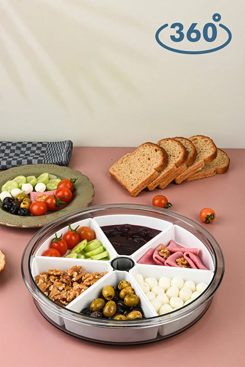 Grand ensemble de petit-déjeuner rotatif à 360° à 6 compartiments avec bols ronds détachables