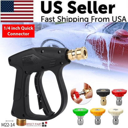 Pistolet de lavage haute pression 1/4" 4000 PSI pour nettoyeur de voiture, pulvérisateur de mousse, lance courte