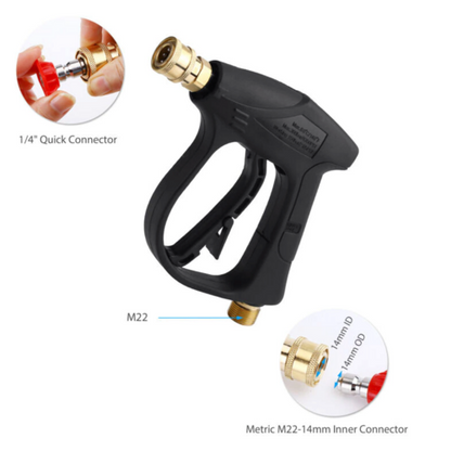 Pistolet de lavage haute pression 1/4" 4000 PSI pour nettoyeur de voiture, pulvérisateur de mousse, lance courte