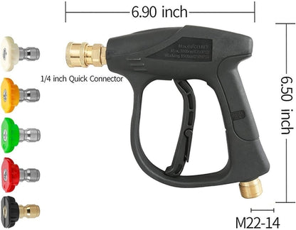 Pistolet de lavage haute pression 1/4" 4000 PSI pour nettoyeur de voiture, pulvérisateur de mousse, lance courte