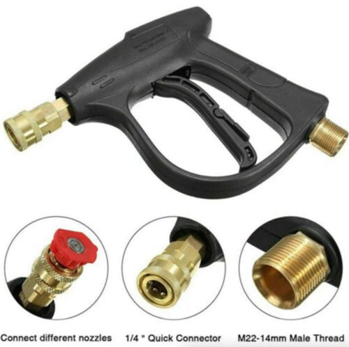 Pistolet de lavage haute pression 1/4" 4000 PSI pour nettoyeur de voiture, pulvérisateur de mousse, lance courte