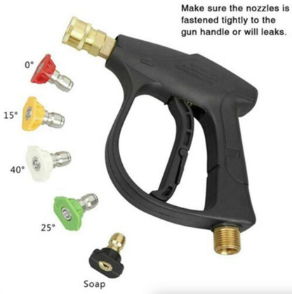 Pistolet de lavage haute pression 1/4" 4000 PSI pour nettoyeur de voiture, pulvérisateur de mousse, lance courte