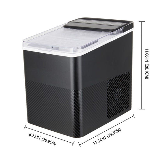 Countertop Ice Maker, Rich Black, 9 Bullet Cubes, 2 Ice Sizes, 26